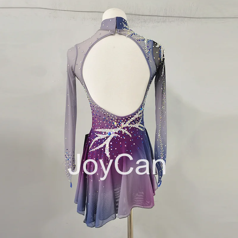 JoyCan-فستان التزلج على الجليد للفتيات ، مطاط مطاطي ، رمادي ، منافسة ، ملابس رقص ، مخصص