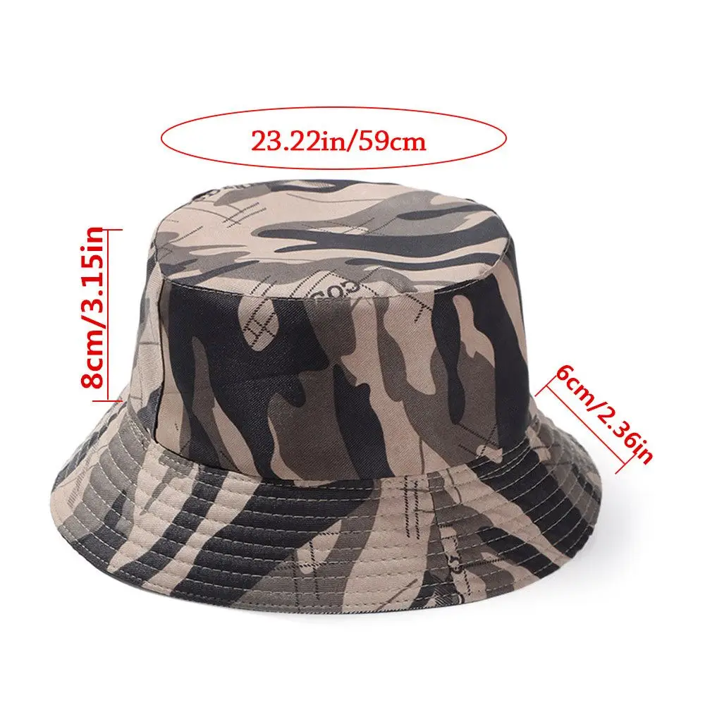 Camouflage Bucket Hat Anti-UV Women Men Beach Sun Hat Wide Brim Visors Foldable Portable Summer Fisherman Cap