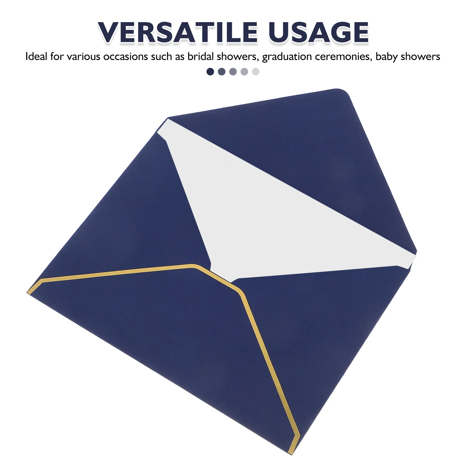 50 個 V フラップ封筒 7.3x5.3 ゴールド箔ボーダー結婚式招待状ベビーシャワー卒業パーティーカード封筒結婚式