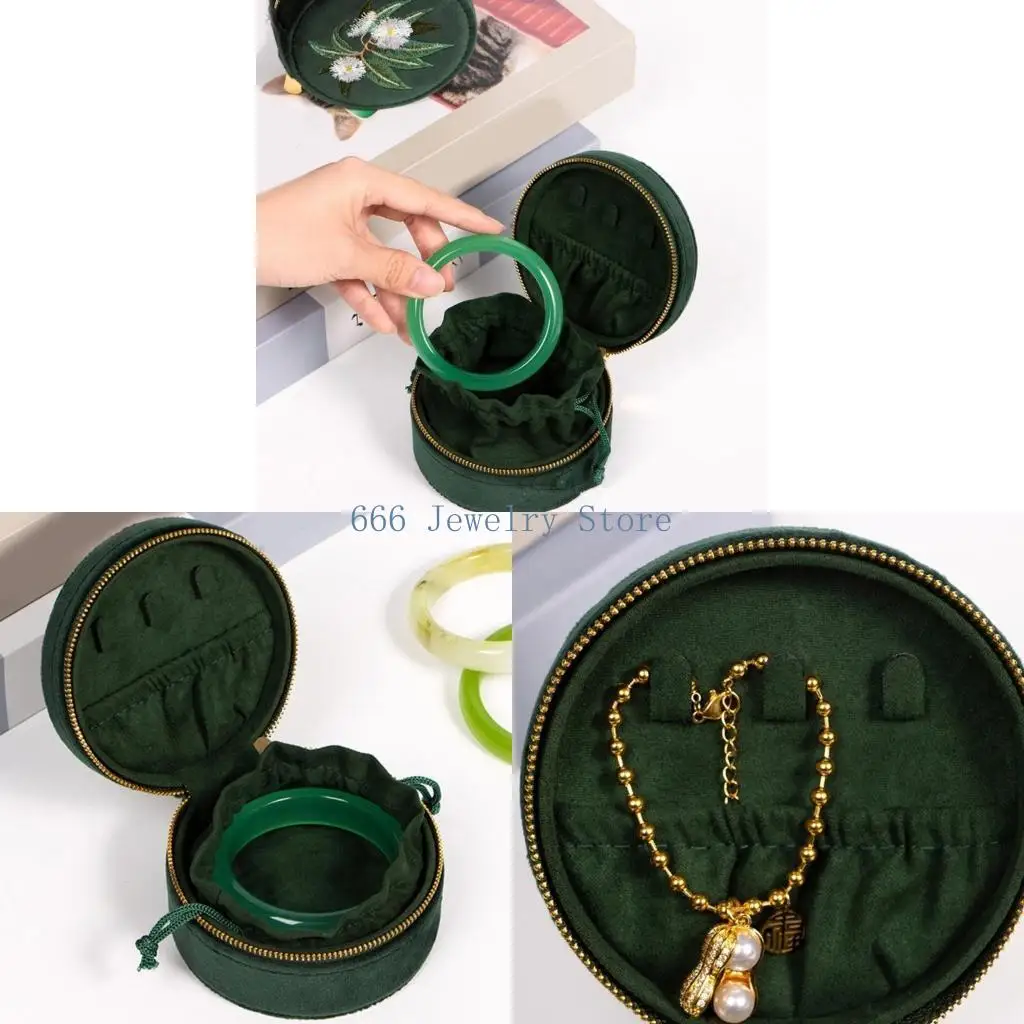 

F2TD Большой емко бархатс -ювелирные украшения элегантный вышитый браслет -контейнер модный витрин для аксессуаров