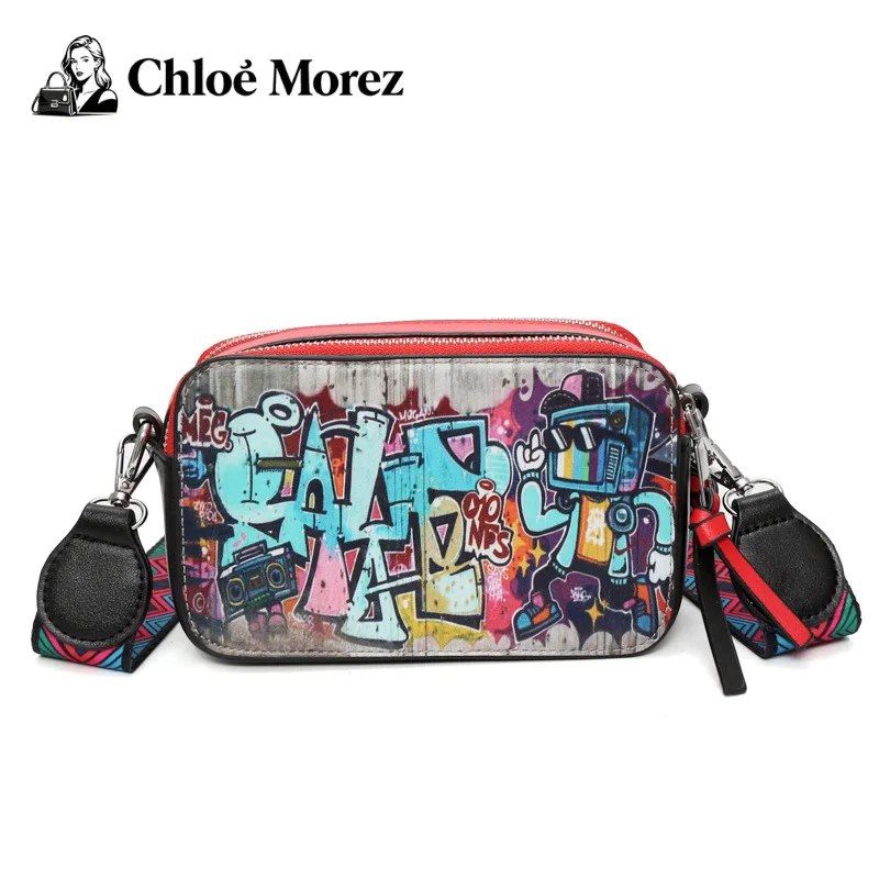 Urban Graffiti Art Sling Bag Trendy PU Crossbody Bag with Adjustable Strap for Daily Casual Use for Women