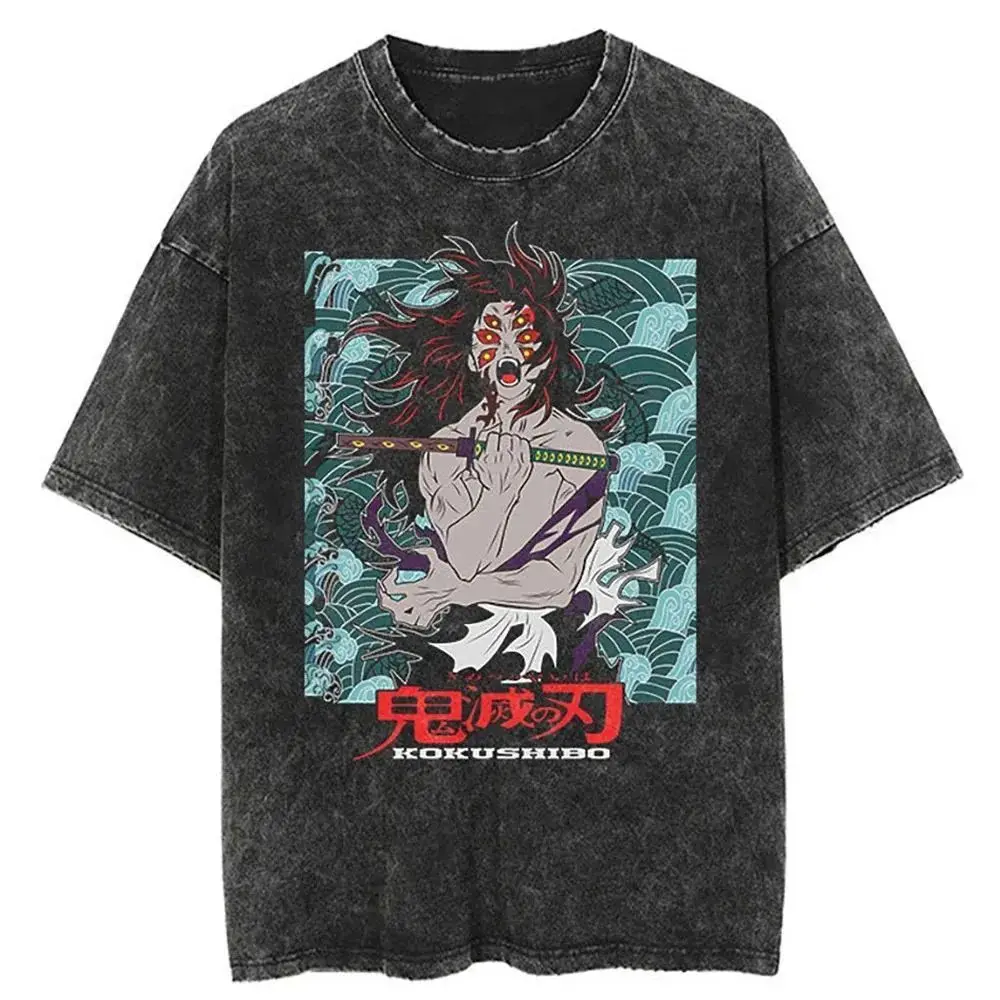 

Demon Slayer Washed T Shirt Inosuke Hashibira Graphic Soft Cotton Short Sleeve Oversized For Men Women Tops
