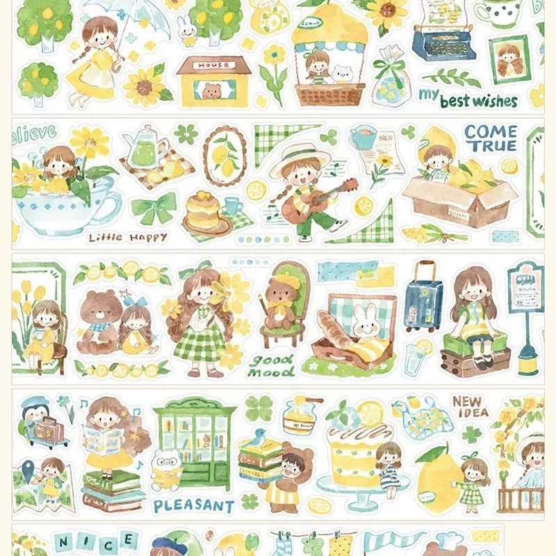 1 stks/1 partij Decoratieve Plakband Citroengras Plakboek Junk Journal DIY Papier Japanse Masking Scrapbooking Stickers