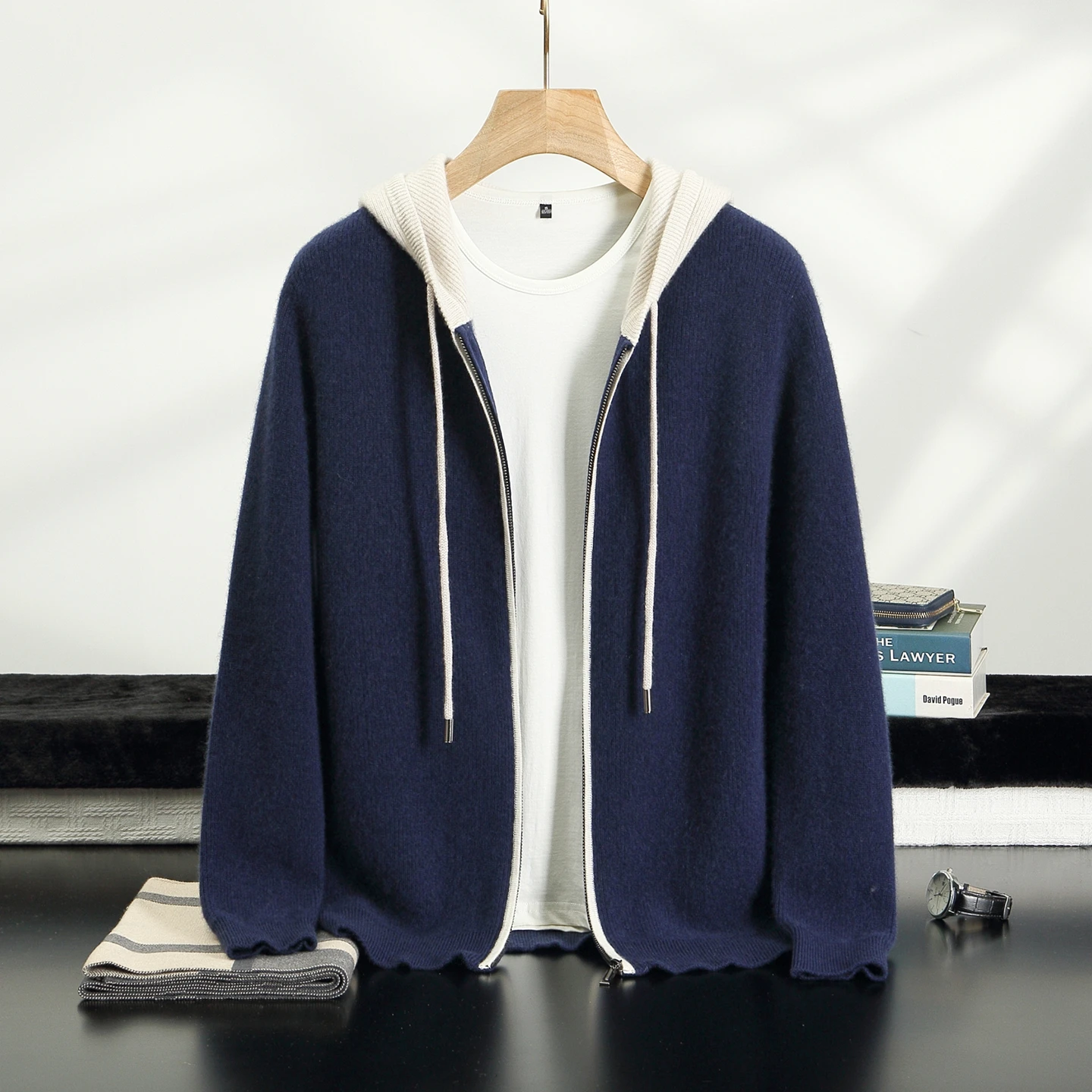Farbblock-Pullover aus 100% Ka – Knitted Cardigan Men Bewertung und Preis