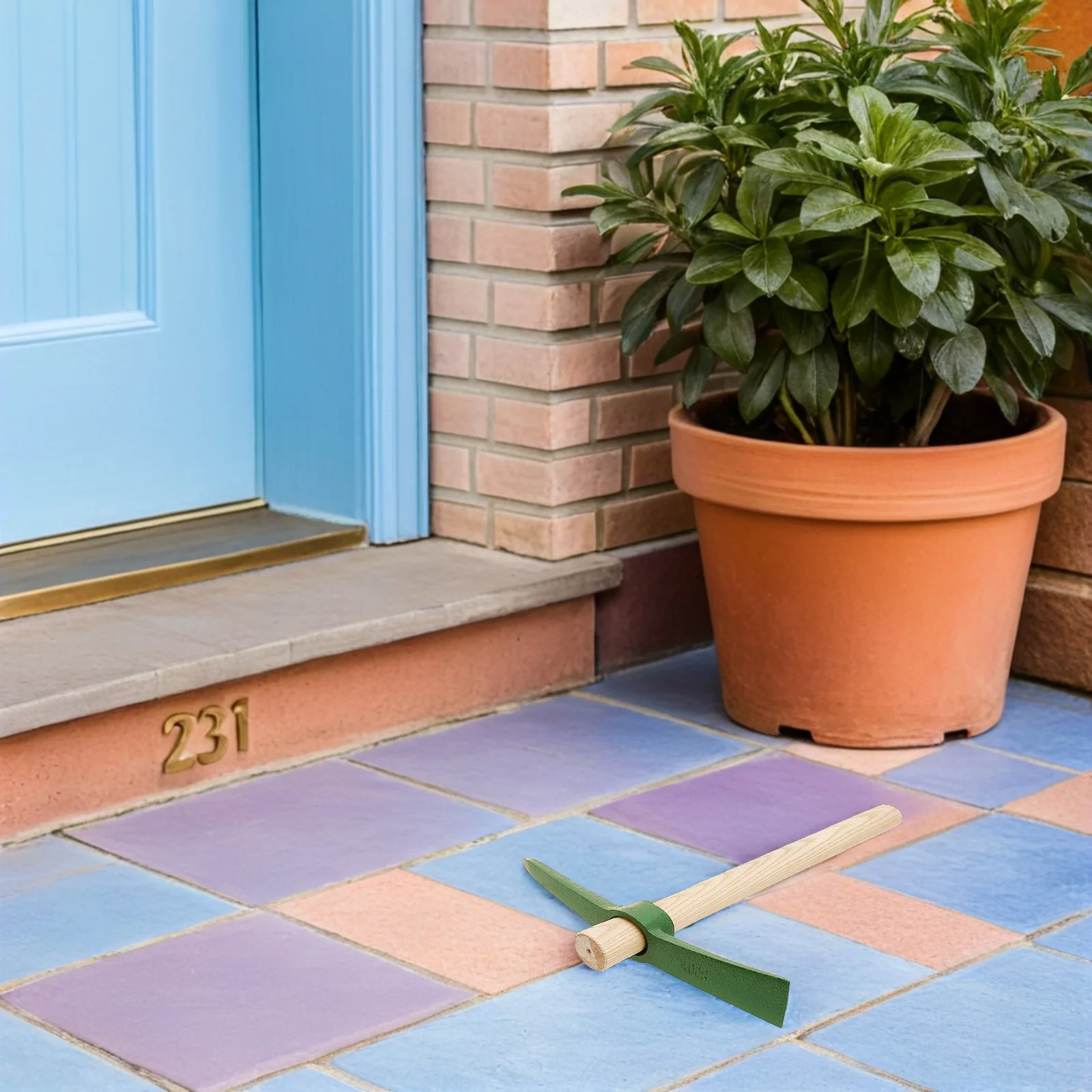 

Small Hoe Garden Tool Durable Non Rust Ergonomic Wooden Handle for Digging Planting Weeding Shovel Gardening Hoeing