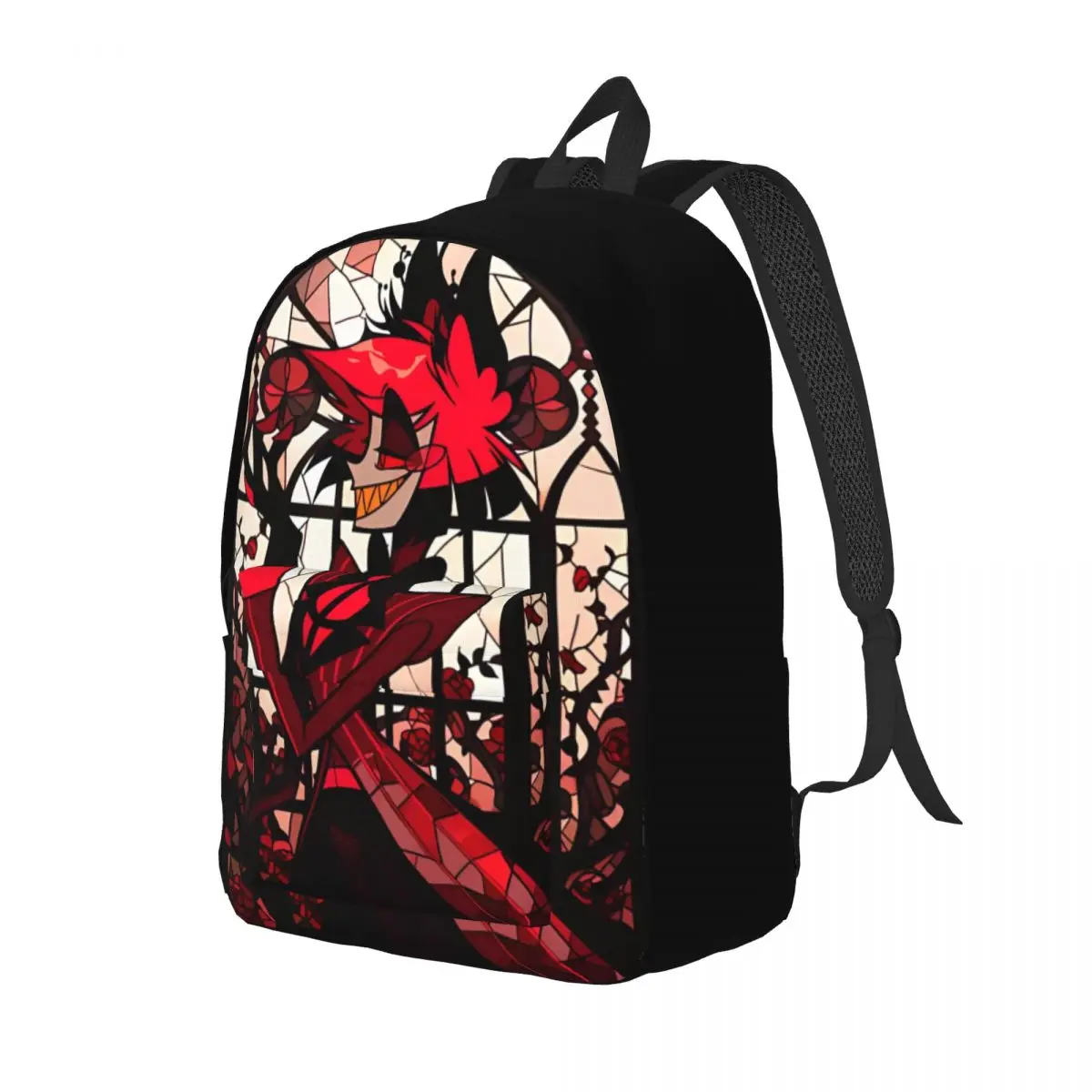 Stained Glass Alastor Teenage Backpack Gift High School Business Anime Hazbined-Hotels Daypack for Men Women Laptop Shoulder Bag