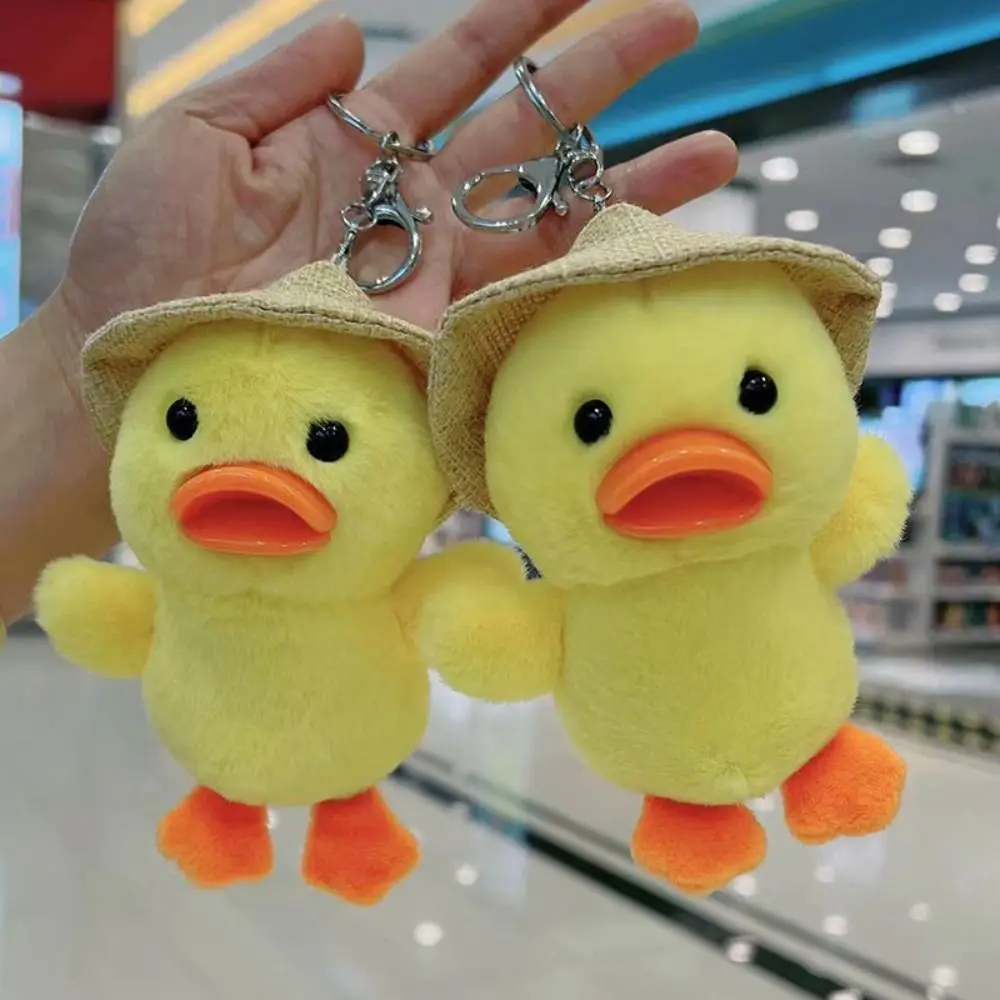 Adorable Plush Duck Toy Car Key Ring Fashion Creative Bag Ornament Gits for Kids Korean Funny Soft Fluffy Doll Keychain