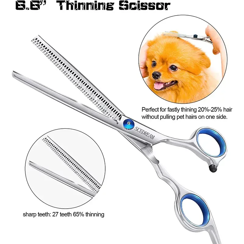 Professional Dog Grooming Scissors with Safety Round Tips,Heavy Duty Titanium Stainless Steel Up-Curved Pet Grooming Scissors