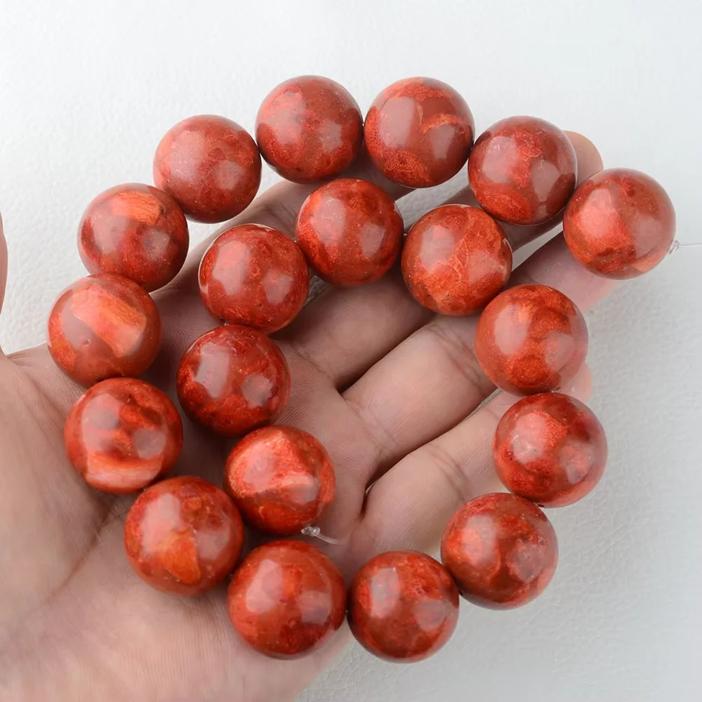 Red Sponge Coral round gems stone beads Strands 14