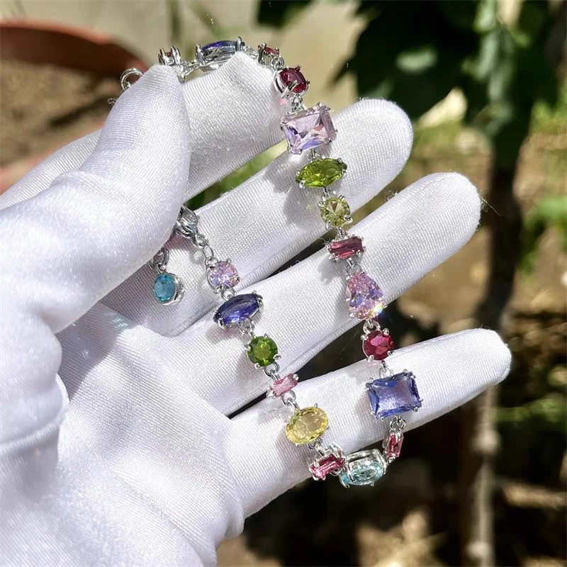 Spanish Austrian crystal candy bracelet tourmaline color cute sweet beauty white fashion platinum plated