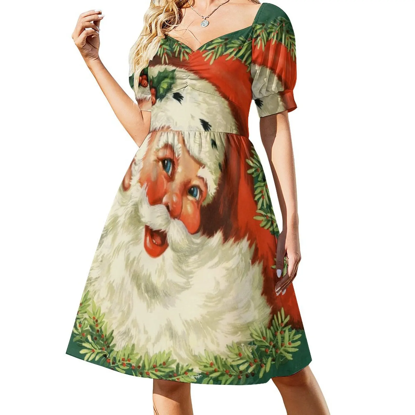 

Vintage traditional Santa Claus Short Sleeved Dress beach dresses dress women elegant luxury Dress