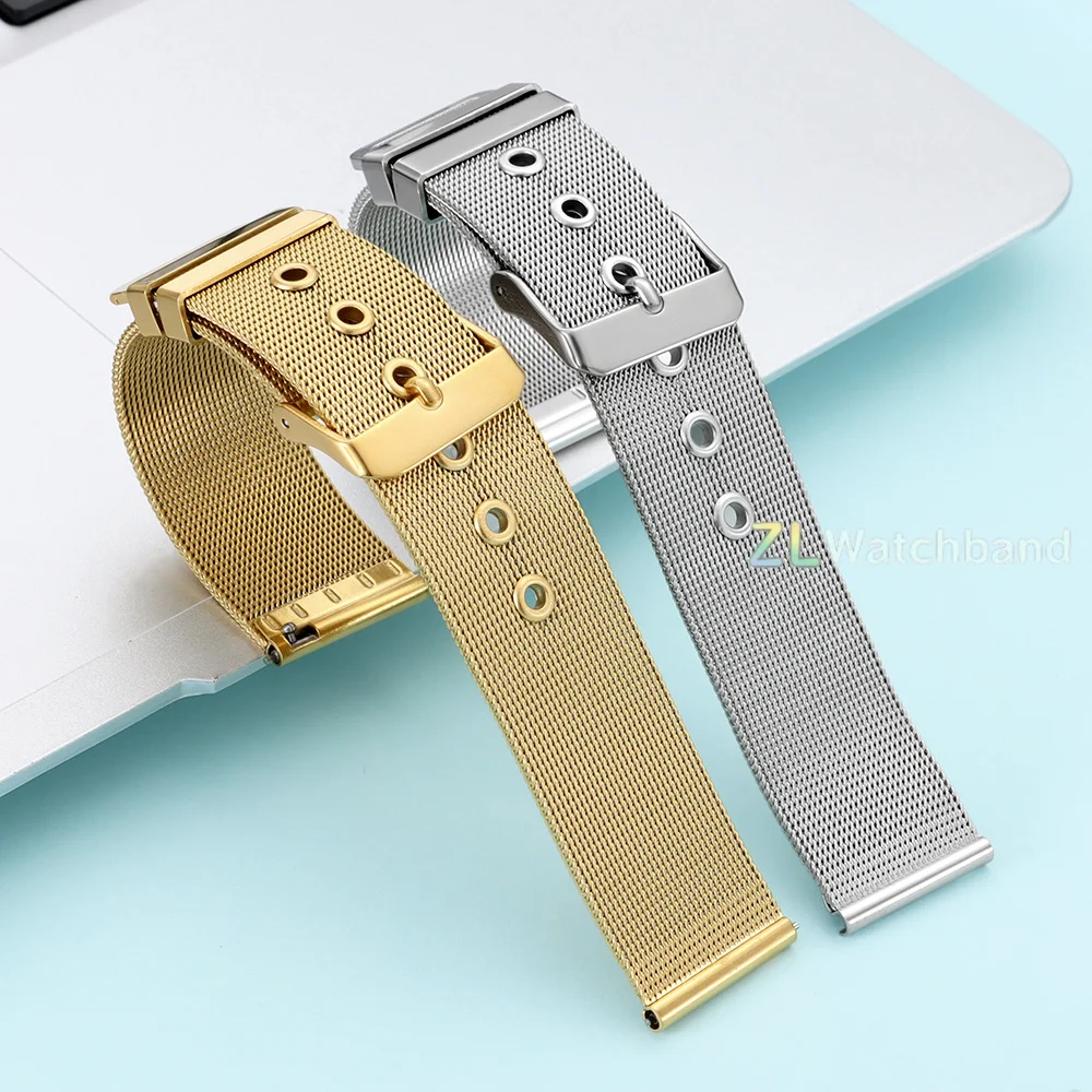 Mesh Milanese Metal Strap 18mm 20mm 22mm Quick Release Band Universal Stainless Steel Straps Women Men Wristband Silver Bracelet