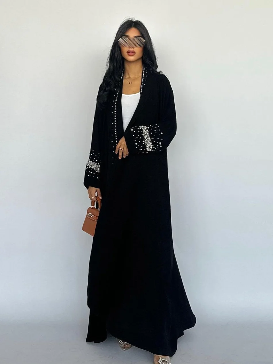 Eid musulmán diamante perlas Abaya para mujeres con bufanda Abayas Jalabiya Vestidos de fiesta Dubai Kaftan Vestidos Largos vestido largo 2024