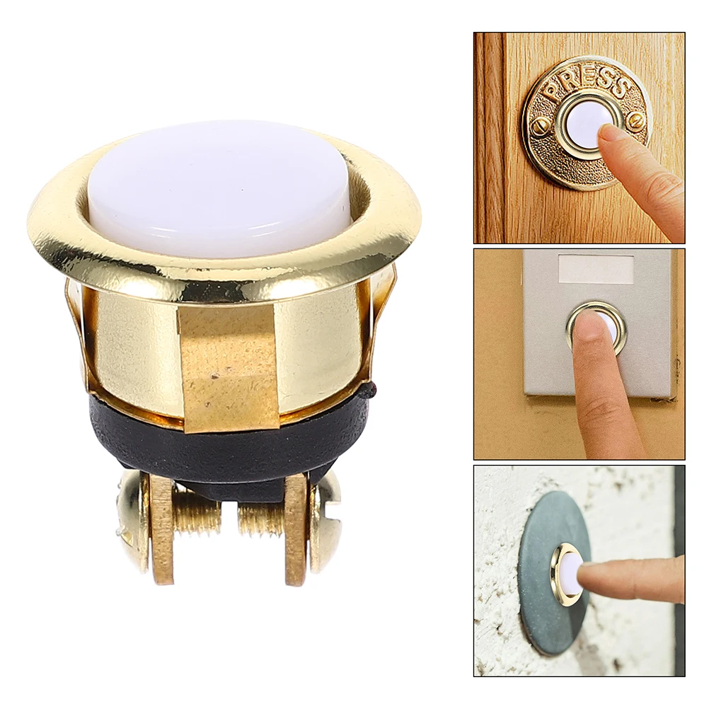 

2pcs Lighted Round Doorbell Push Weather Resistant Metal Replacement Button Wired Wall Mounted Chime Button For Home Office