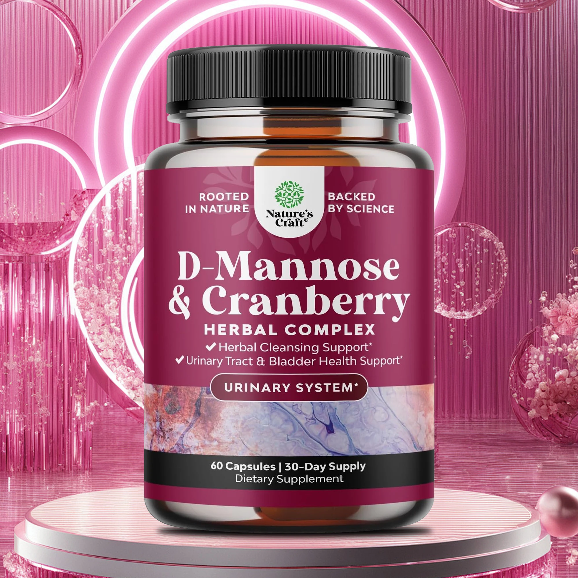 

D-Mannose & Cranberry - Women's Health Supplement To Help Reduce Frequent Urination and Urinary Tract Discomfort, Non-GMO