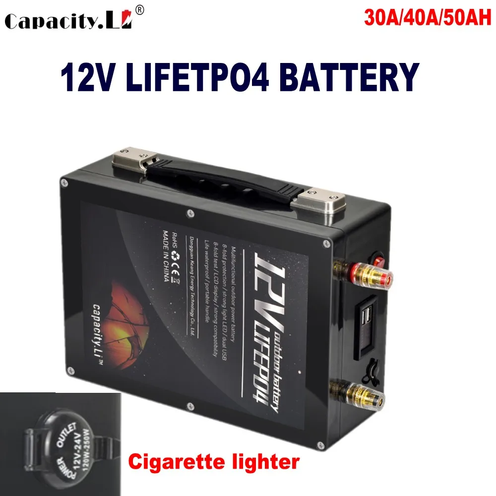 Bateria Lifepo4 12V 30 ah40ah50ah z bateria zapasowa DC2USB do biwakowania na zewnątrz silnika