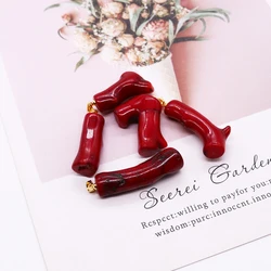 Red Coral Necklace Pendants Irregular Branch Natural Sea Bamboo Jewelry DIY Necklace Amulet Pendant Jewelry Accessories Gift 1pc