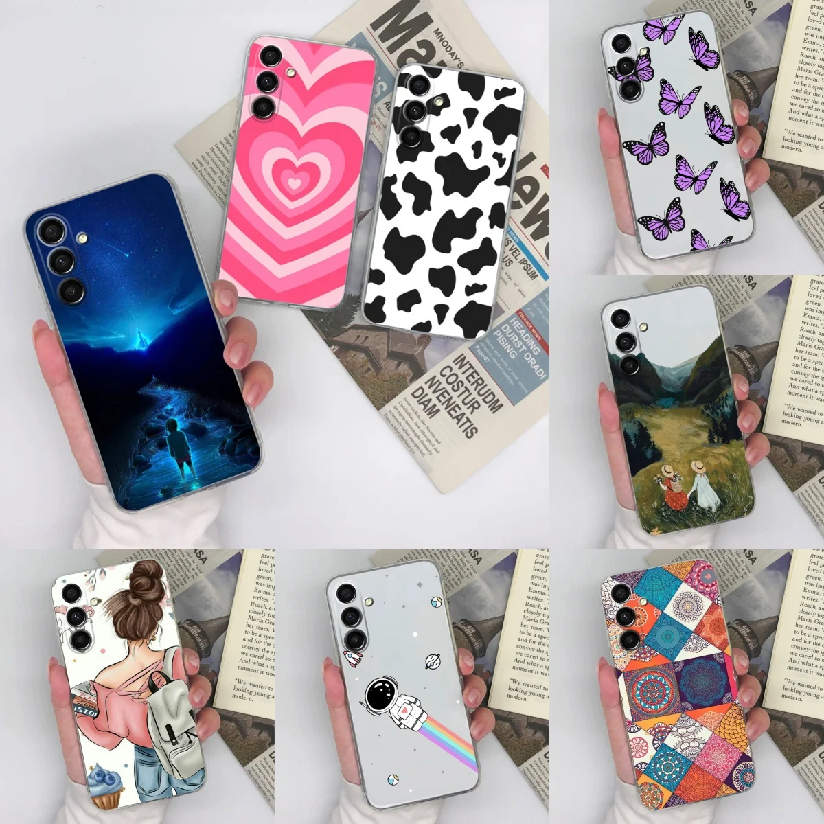 For Samsung Galaxy A16 A26 A36 A56 Case Fashion Girl Soft Transparent Funda TPU Silicone Lightweight Protective Phone Back Cover