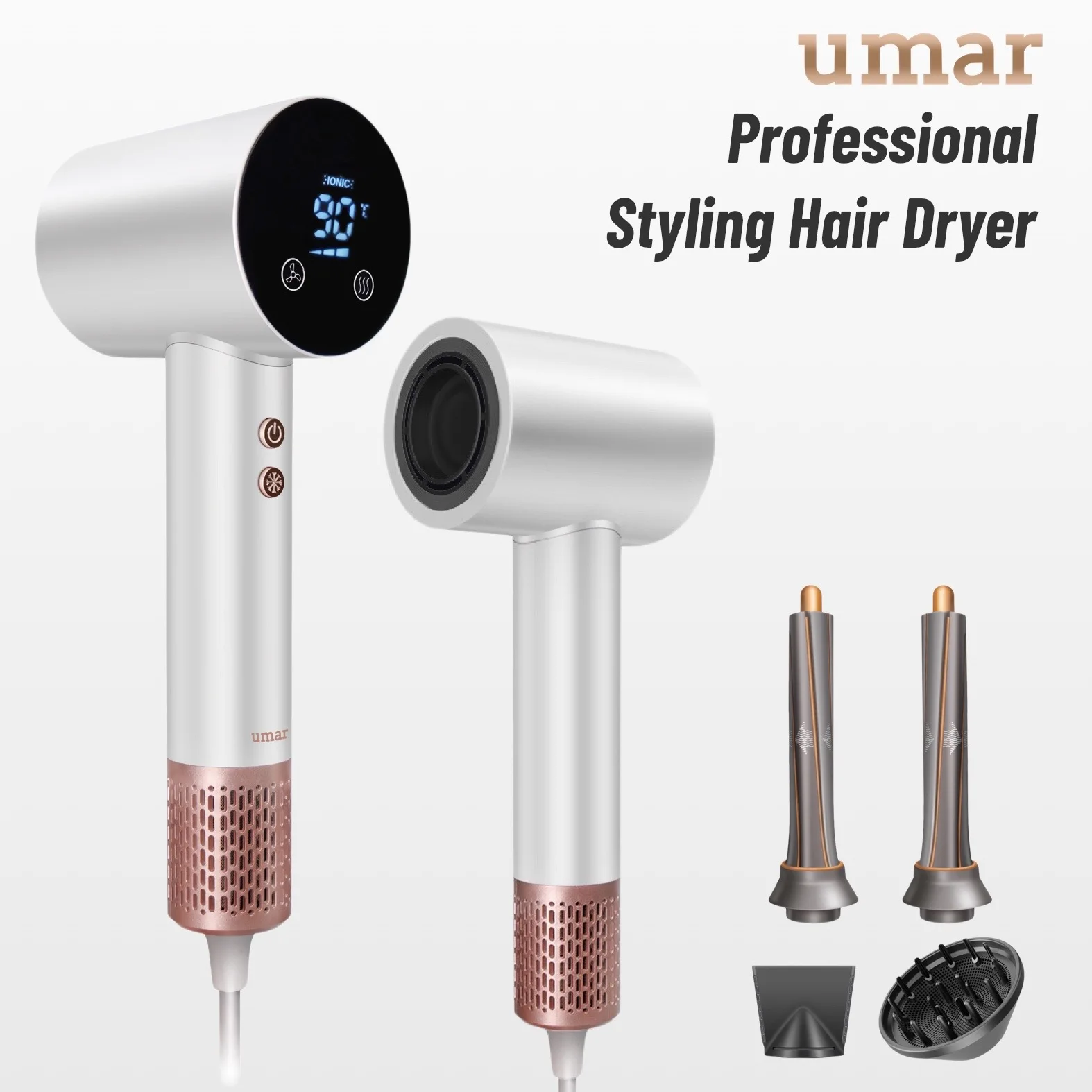 4-in-1-Super-Haartrockner mit Lockenfass, Hochleistungs-Föhn, Styling-Werkzeug, professioneller