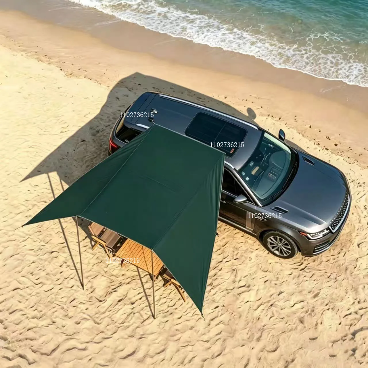 Sonnenschutz-Zelt für Auto-Seitenwand in Fledermausform, Silberbeschichtetes Wasserdichtes Tuch, Wasserdicht, für Outdoor-Camping, SUV-Box-Typ Auto-Heckabdeckung – Detail 1