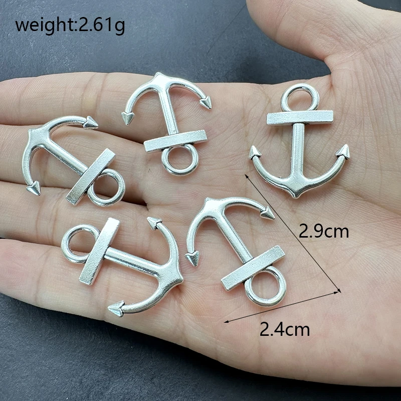 10pcs Handmade Metal Jewelry Boat Anchor Pendant DIY Charm Earrings Bracelets Necklace Supplies Discovered Accessories Wholesale