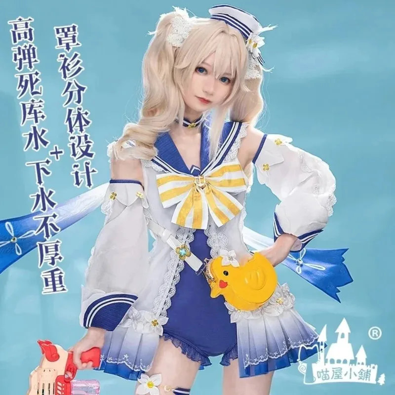 

Genshin Impact Барбара Косплей Костюм Женский Милый Купальник Пальто Хэллоуин Карнавальная Униформа Полный Комплект с Сумкой Шляпа На Заказ TGv;6,a