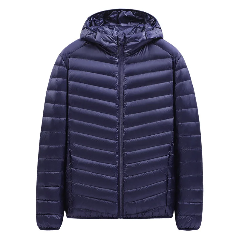 Manteaux en duvet pour hommes, couleur unie, doudoune à capuche, fermeture éclair, poches amples, Cardigan épissé à manches longues, décontracté, léger, extensible, hiver