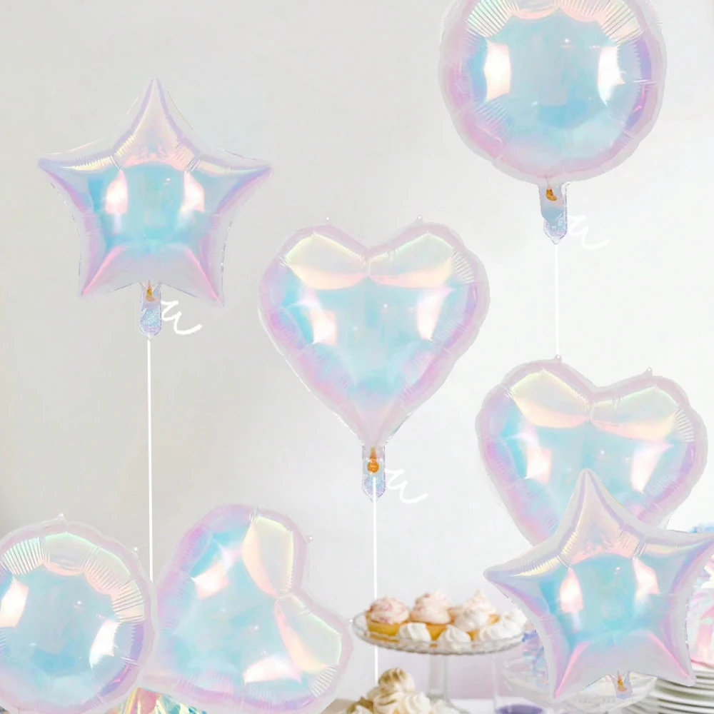 19-calowe foliowe okrągłe balony w kształcie serca w kształcie gwiazdy przezroczyste opalizujące balony na motyw syreny urodziny impreza dyskotekowa dekoracje ślubne