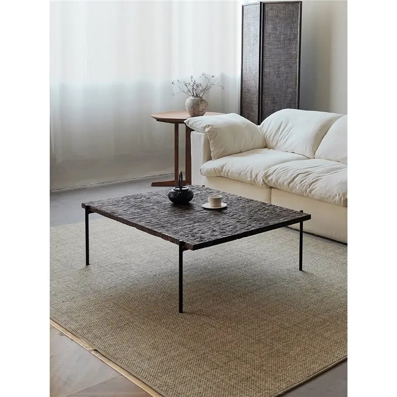 

Дизайнерский чайный столик Senkawa с резным узором, в средневековом стиле, для гостиной, из массива дерева и кованого железа, низкий столик для дома или гостиницы.