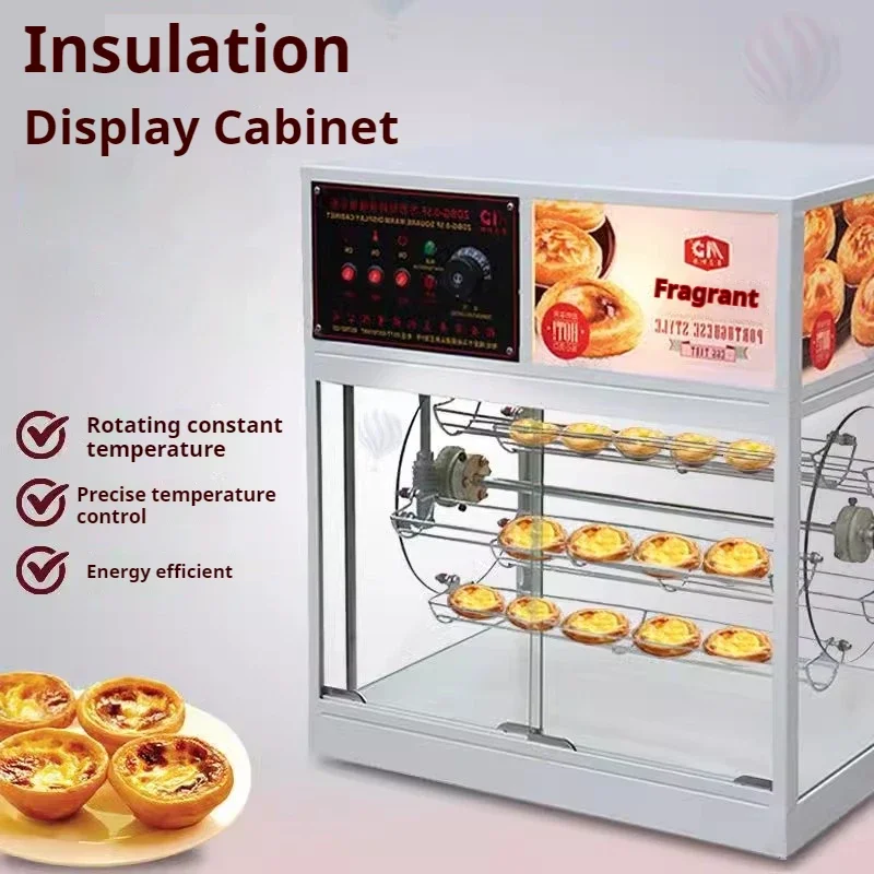 Commercial Food Insulation Cabinet Egg Tart Insulation Showcase Rotation Food Thermal Insulation Case//