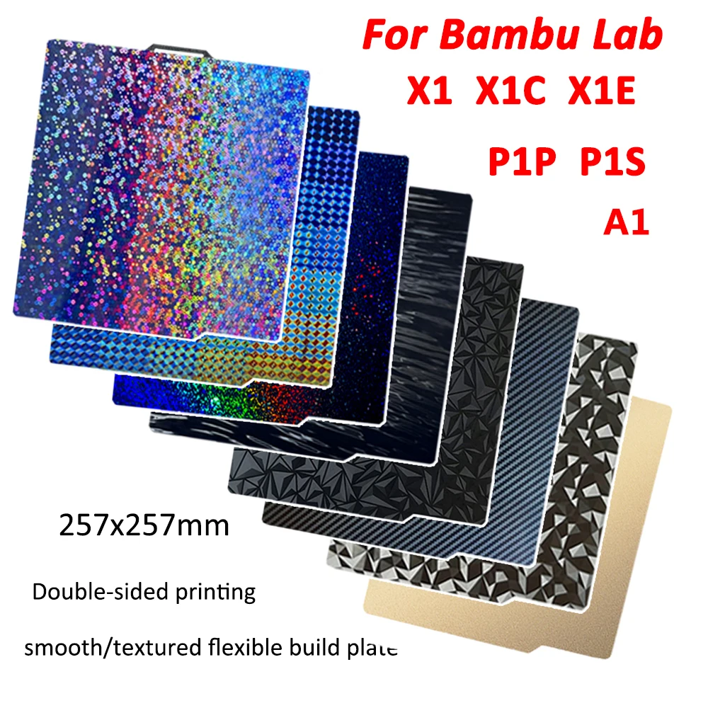 

PEI Plate for Bambu Lab A1 X1 P1P P1S 257x257mm Double Sided Spring Steel Sheet For Bambulab P1P X1E X1 Carbon Build Plate