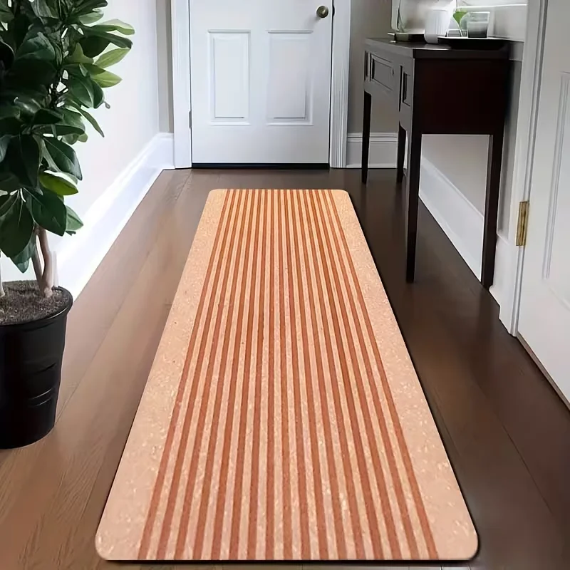 Minimalist Stripe Runner Rug Soft Long Floor Mat Retro Vertical Stripes Hallway Kitchen Bedroom Entryway Decor Rug