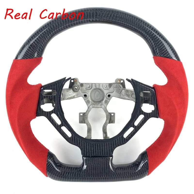 

For Nissan Red Alcantara & Carbon Fiber Flat-Bottom Steering Wheel| Fits GTR (R32/R33/R34/R35) - Customizable
