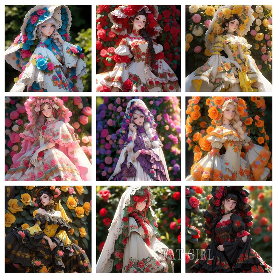 Diamond Embroidery New 2024 Princess Doll 5d Diamond Painting Full Squre Round Drill Flower Mosaic Art Rhinestone Christmas Gift