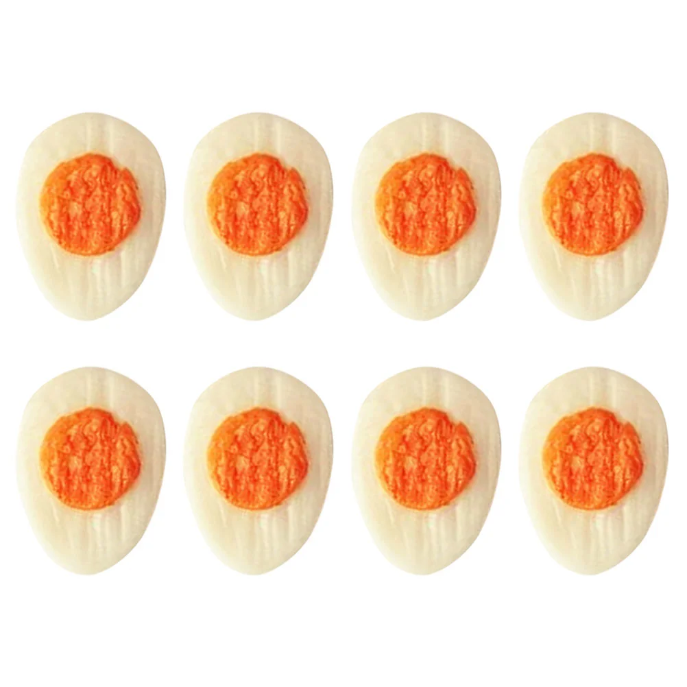 8pcs Miniature Boiled Eggs PVC Mini Models Realistic Craft Toys Portable Decor naments Kitchen Accessories Miniature