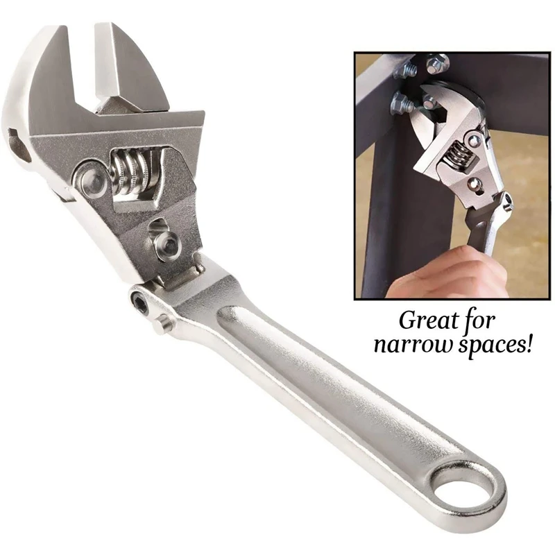 ABGG-Adjustable Wrench Folding Handle Dual-Purpose Pipe Wrench Ratchet Spanner Key Hand Tool Multi Tool (21Cm)
