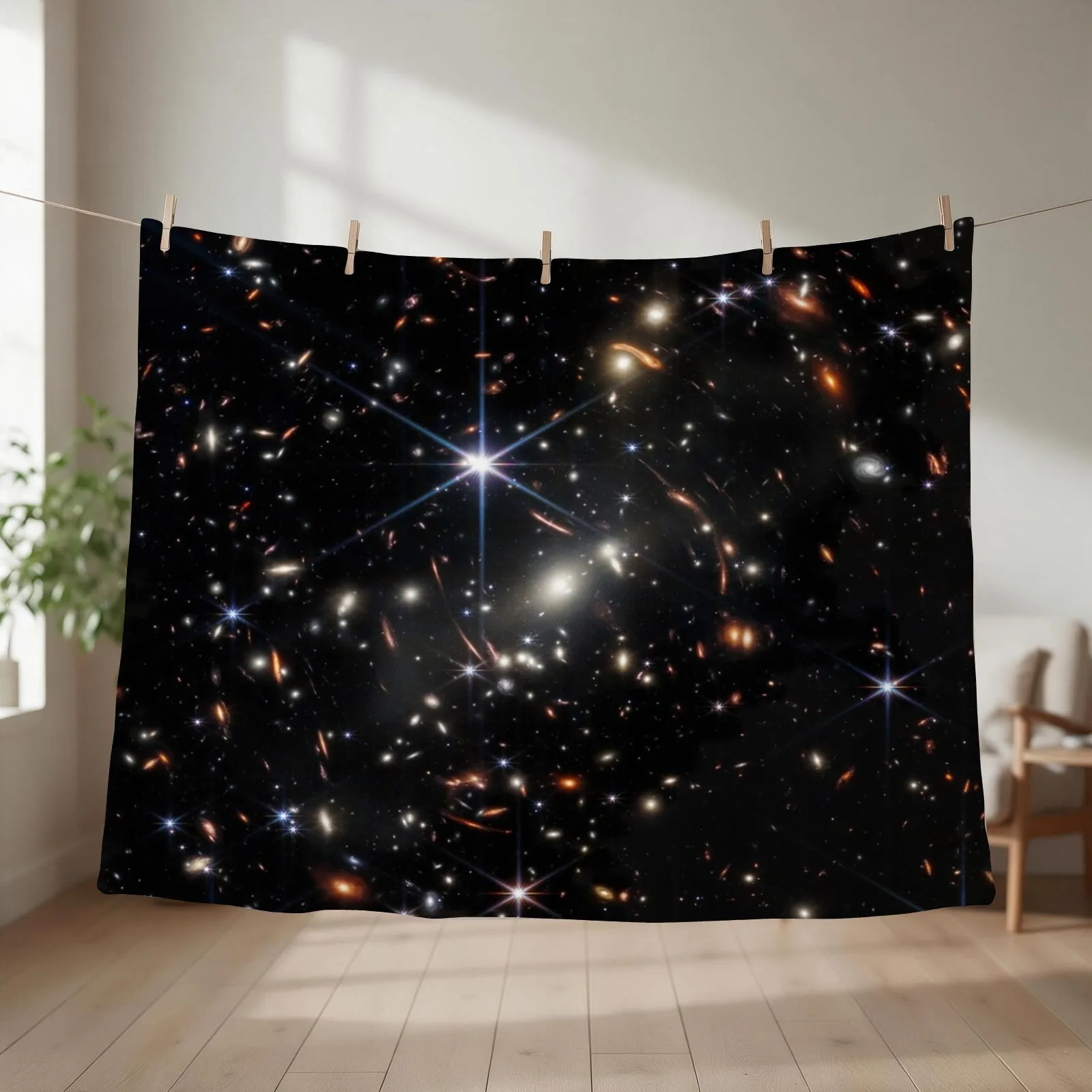 James Webb's First Deep Field (James Webb/JWST) — space poster Throw Blanket couch cozy soft plush fuzzy picnic outdoor blanket