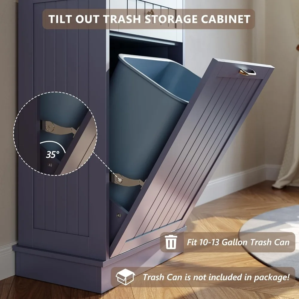 Устойчивый к собакам шкаф для мусорного бака с наклоном для кухонного острова — серо-синий, держатель для мусорного бака, альтернатива корзину для белья