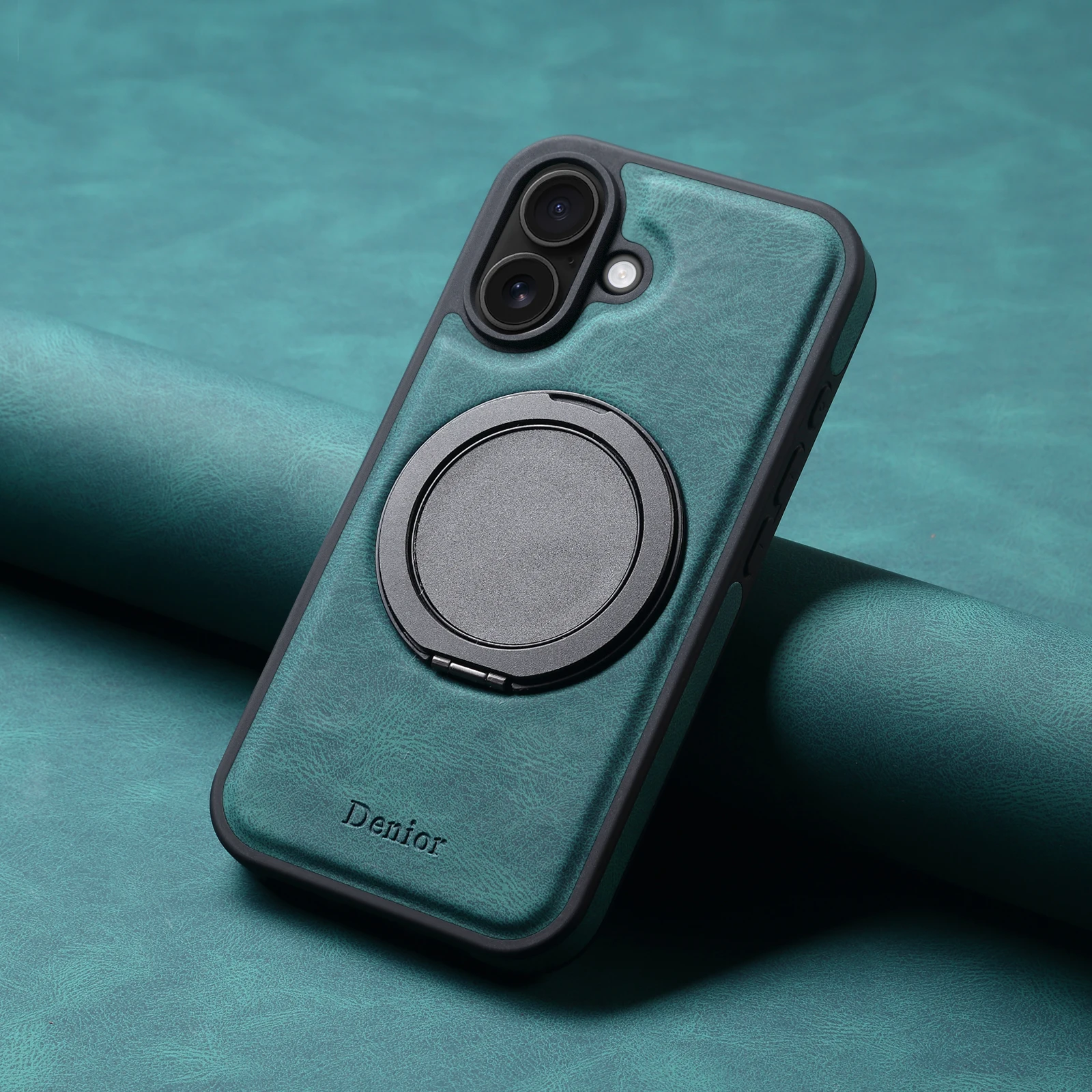 Handyhülle 360 ° Drehbarer Ständer mit Kunstleder-Ringverschluss für iPhone 18 Pro Max 17 Air 16 Plus 15 14 13 12 – Detail 4