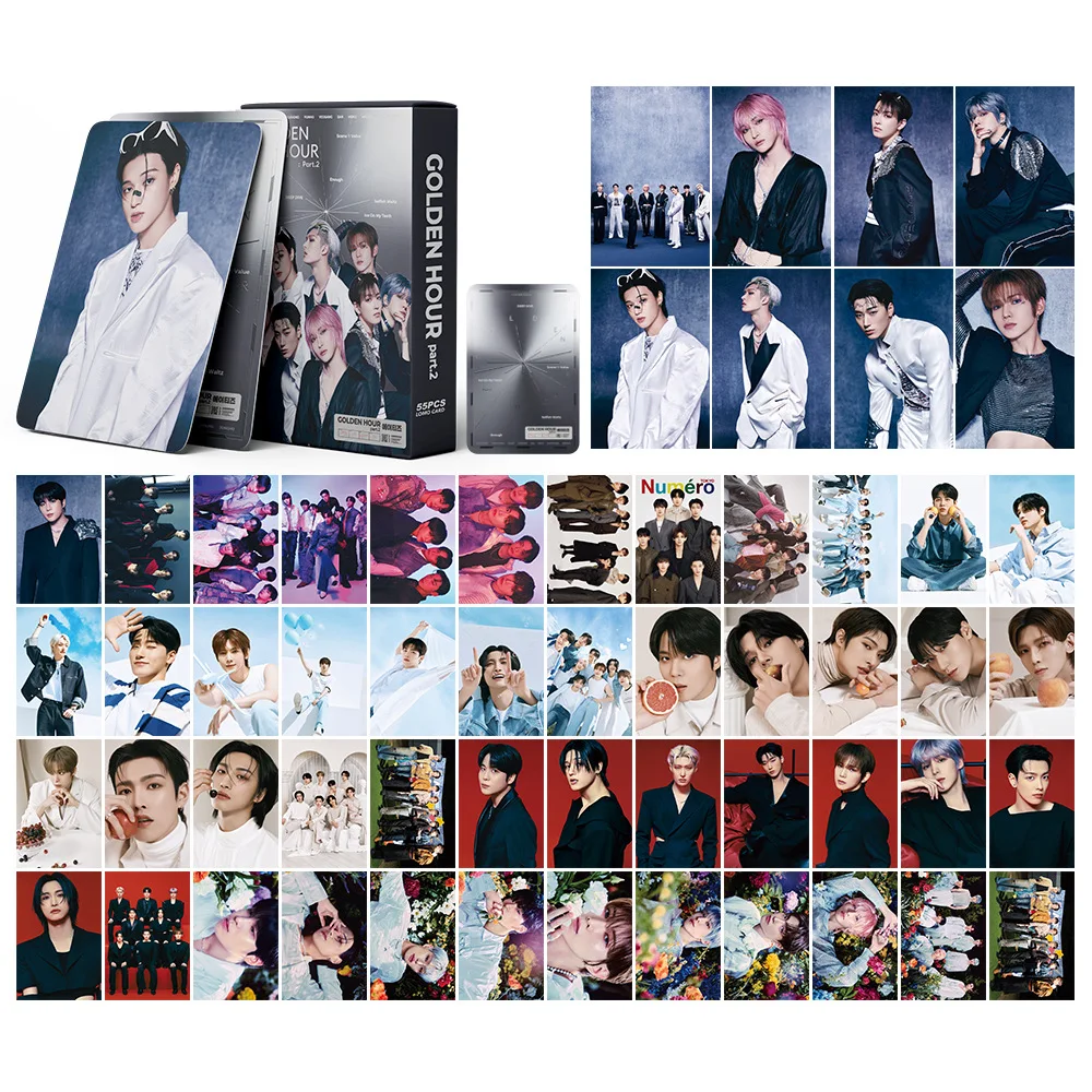 55Pcs/Set Idol Boy ATEEZ New Album GOLDEN HOUR : Part.2 Lomo Card Seonghwa Hongjoong Yunho Jongho HD Printd Photocards Fans Gift