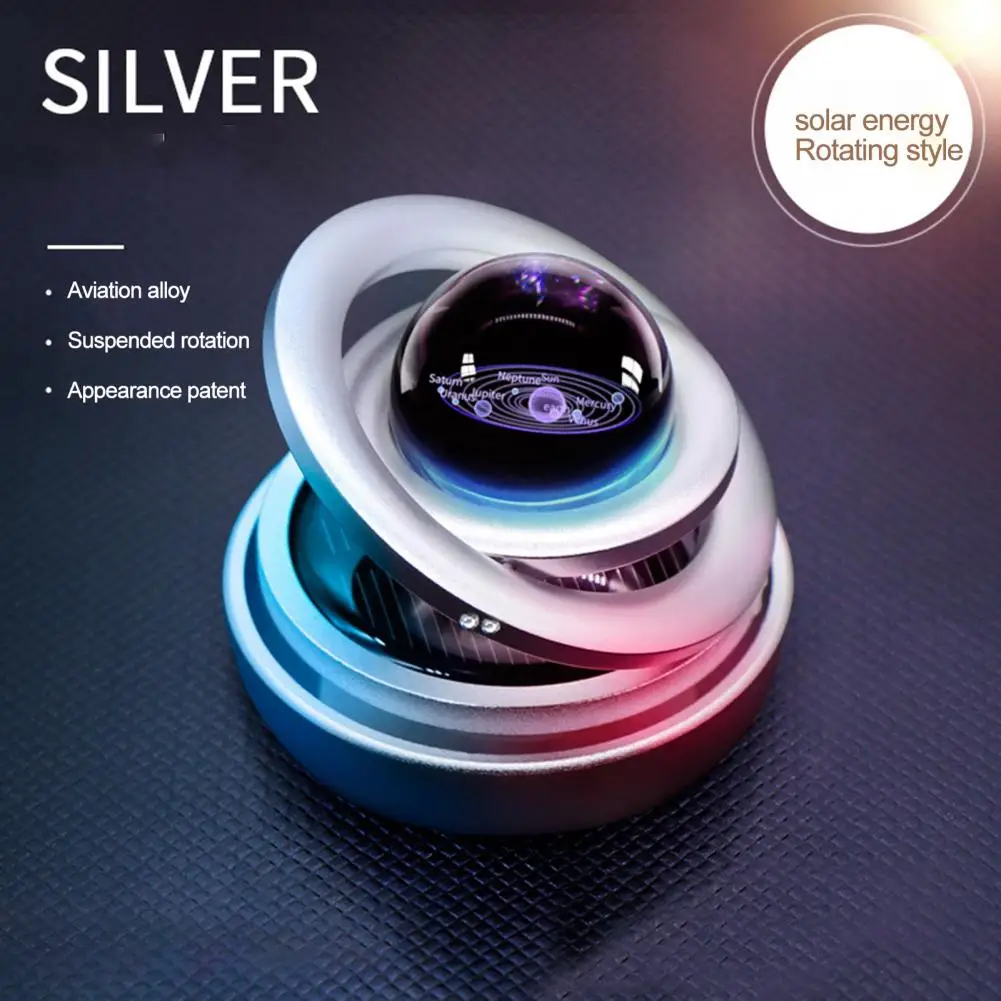 Solar Powered Car Air Diffuser Unique Decoration Car Solar-powered Car Aromatherapy Holder Levitating Double Ring for Auto