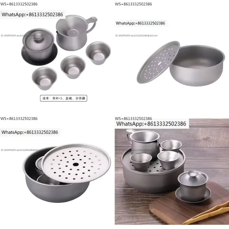 Outdoor Pure Titanium Tea Set Portable 1.9L Camping Mountaineering Travel Convenient Water Storage Round Tea Table ta9631