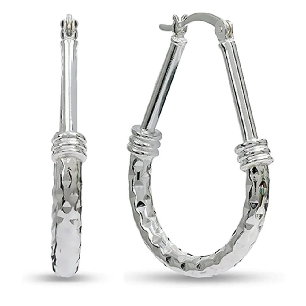 Simple Fashion Sliver Color Rhombic Wave Pattern Droplet Shape Hoop Earrings for Women Korean Temperament Earrings Jewelry Gifts