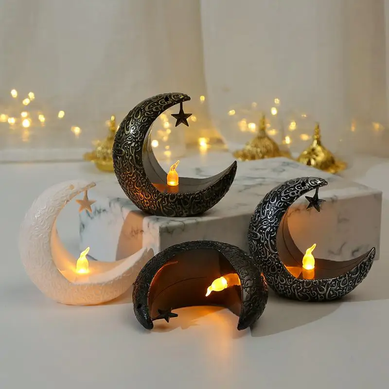 

Star And Moon Candlestick Electronic Candle Light Hand-made Festive Atmosphere Popular Holiday Electronic Candle Lights Colorful