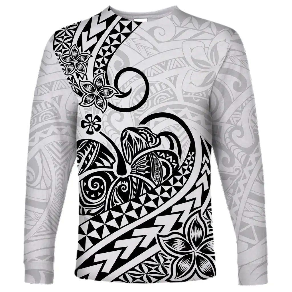 2024 new men\'s long-sleeved T-shirt 3D printed Polynesian print men\'s autumn tops casual round neck street sports long sleeves