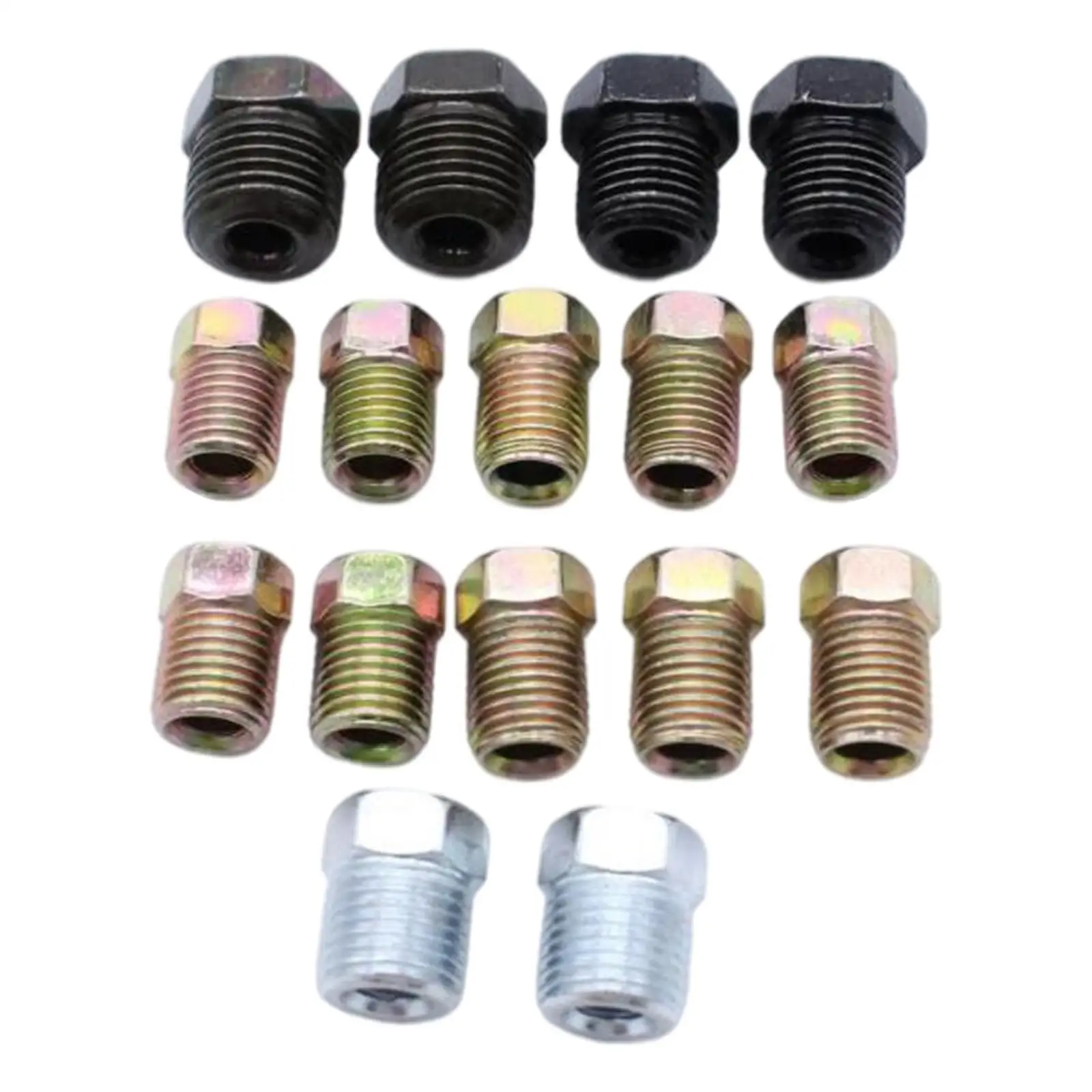 16 Pieces Inverted Tube Nuts Fitting 2x 7/16”-24 2x 1/2”-20 Zinc Interior Tubing Connector for 3/16” Tube