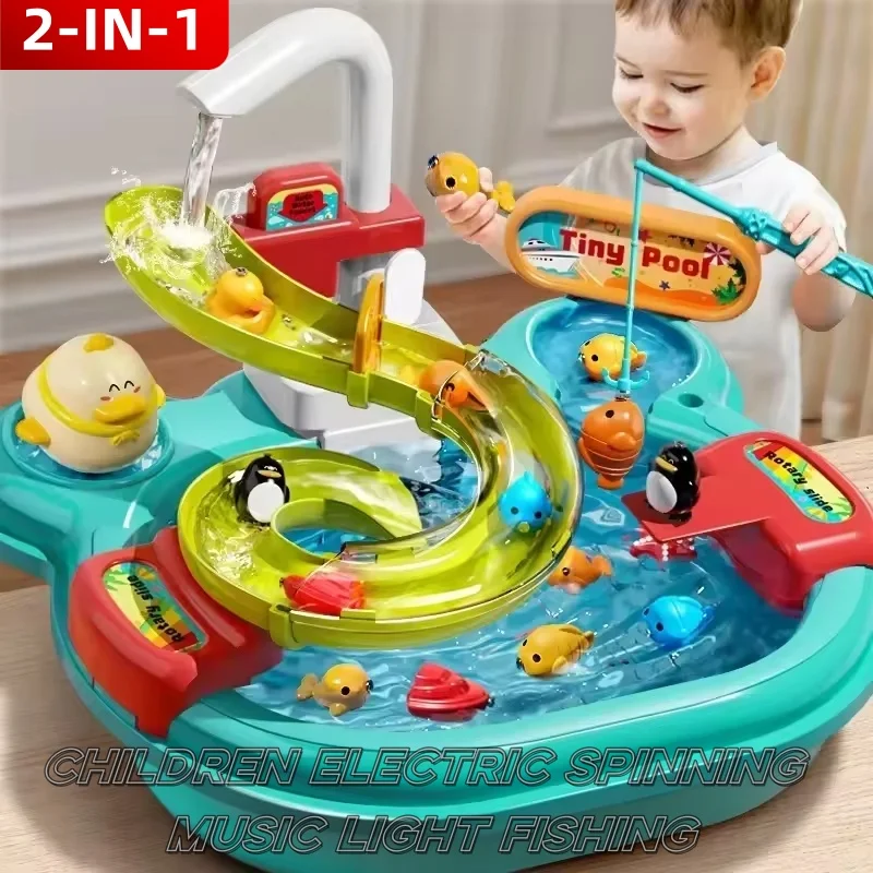 

Детские головоломки, игрушки для ролевых игр, игрушки для мытья посуды, подарок, кухонные интерактивные игрушки, 2-в-1, горка для рыбалки, игрушки Монтессори, подарок