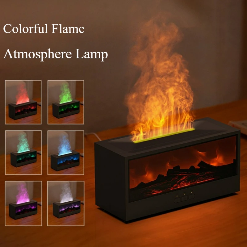 Fireplace Flame Humidifier with Remote Control Aromatic Essential Oil Diffusion Aromatherapy Machine Home Humidifier Purifier