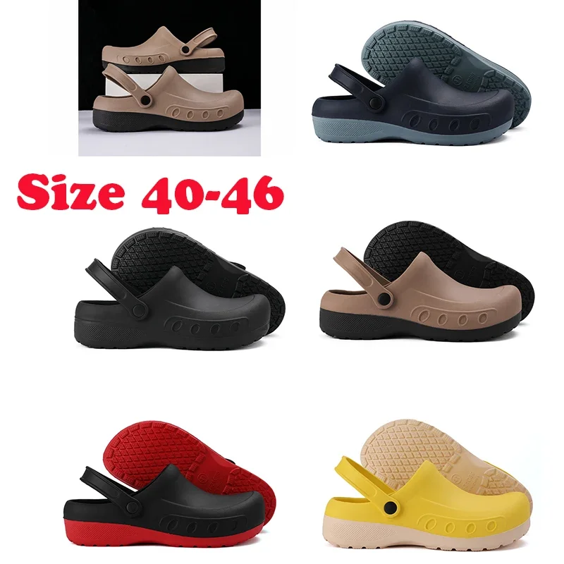 Men Chef Shoes Waterproof Kitchen Shoes Men Injection Shoes Non-slip Outsole Comfortable Garden Clogs Waterproof Sandals