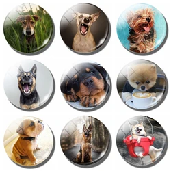 Lovely Cute Dog 30 MM Fridge Magnet Funny Dog Lover Gift Glass Dome Magnetic Refrigerator Stickers Note Holder Home Decoration